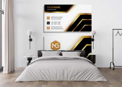 Luxury and elegant black gold business cards template on white grey gradient background. Horizontal layout of identity card use halftone element.  Wall mural