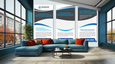 Water and wastewater industry roll up banner design. Vector layout of cover mockups design templates for brochure, book design, brochure cover. space for photo collage. modern wave style. blue colors. Wall mural