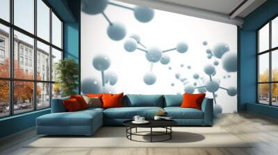 Blue molecule structure 3D illustration Wall mural