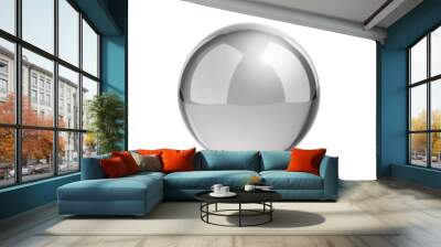 Metal sphere render on white isolated with clipping path Wall mural