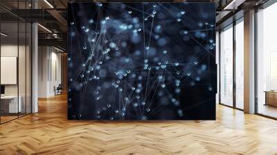 Molecular structure illustration close up blue background Wall mural