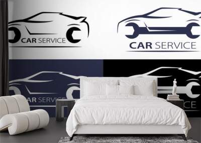 Car service logo linear for concept design. Isolated vector. Logotype, logo. Vector illustration Wall mural