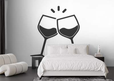 Champagne glasses icon. Glasses with wine in flat style. Vector Wall mural