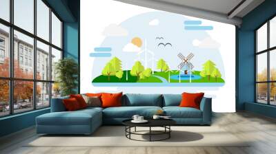 eco city. modern flat design style. concept energy city. illustration in landscape style. vector ill Wall mural