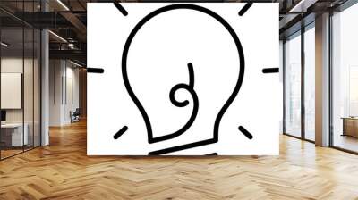 Light bulb sign. Line style. Wall mural