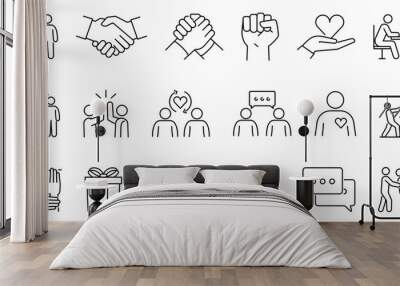 Partnership icon. Partnership icon set. Linear style. Wall mural