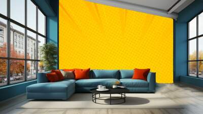 Rays background. Pop art style. Yellow retro background. Vector Wall mural