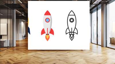 Rocket icons set. Flat Design Icon Template Vector Illustration. Wall mural