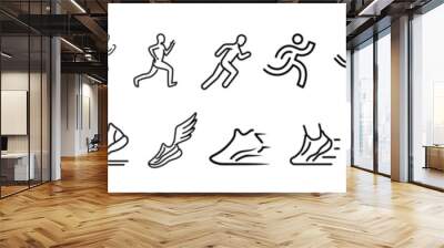 Running icon set. Run symbol set. Linear style. Wall mural