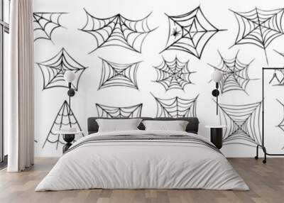 Spiderweb icon set. Cobweb symbol set. Wall mural