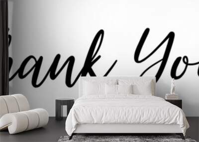 Thank You. Thank you hand Lettering. Typography Design Inspiration. Thank you lettering style word for sign, banner, card. Isolated. Black colored. On a white background. Vector Wall mural