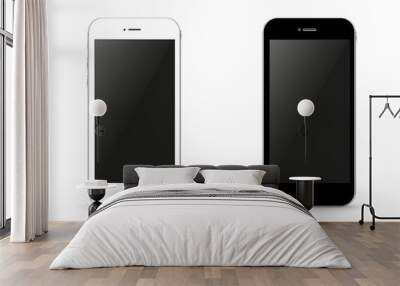 two stylish phone black and white vector illustration Wall mural