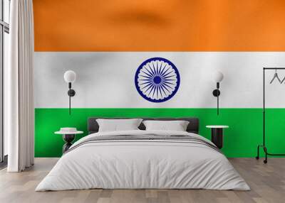 Flag of India waving, real fabric texture Wall mural