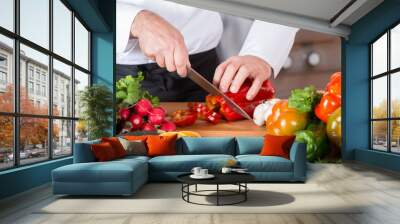 Chef chopping vegetables Wall mural