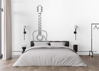 Acoustic guitar isolated line drawing, vector illustration design. Music collection. Wall mural