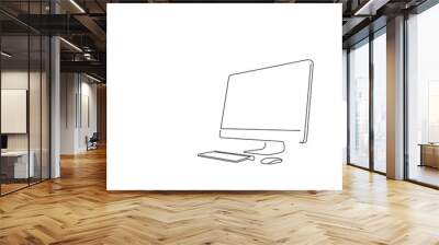 Computer isolated line drawing, vector illustration design. People using technology collection. Wall mural