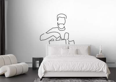 man shopping in the market isolated line drawing, vector illustration design. food collection. Wall mural