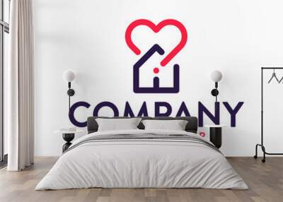 home and love logo icon and vector Wall mural