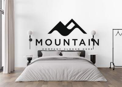 simple mountain logo with letter m. icon and vector Wall mural