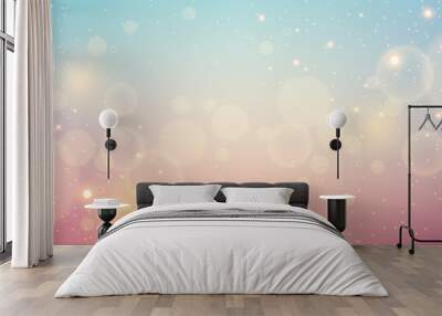 Abstract blue color blurred background with circles bokeh and glitter sparkle light. Cosmos. Holiday. Panorama.  EPS 10 Wall mural