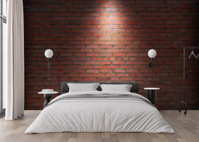 brick wall and spotlight.  scene illuminated spotlight.  bricks wall background. Wall mural