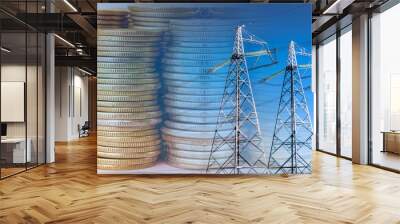 Electrical network on a background of money . The concept of raising electricity tariffs Wall mural