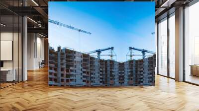 panorama of construction at the background of blue sky Wall mural