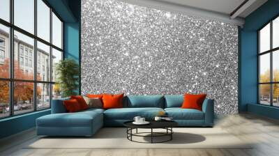 silver and white glitter texture christmas abstract background Wall mural