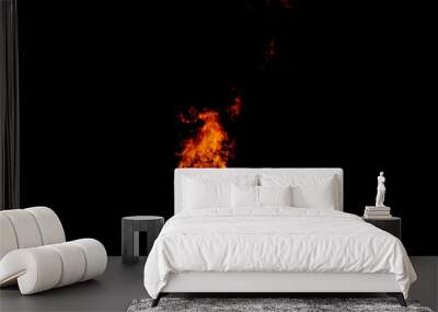 Yellow red and orange fire flames blazing fiery burning isolated on a black background Wall mural