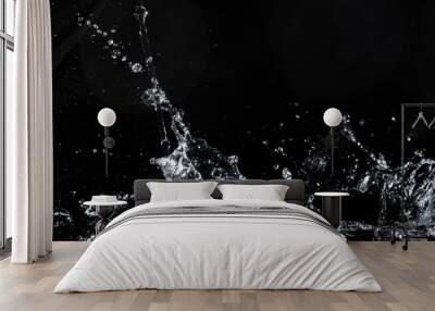 water splash black background backdrop fresh feeling Wall mural