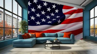 Close Up American Flag Wave Wall mural