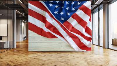 Flag of the USA on wooden background Wall mural