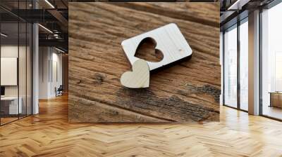 Wood heart Valentine on wooden Wall mural