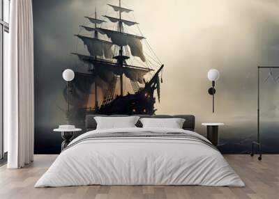 ship in the sea Wall mural