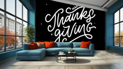 happy thanksgiving lettering calligraphy text brush vector Wall mural