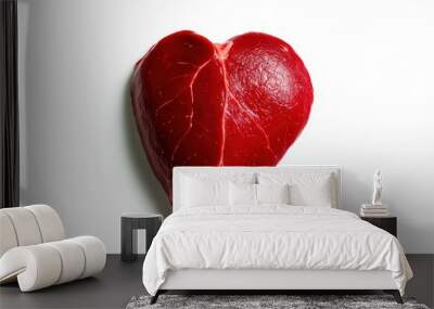 A heart-shaped piece of red meat, symbolizing love for culinary arts. Ideal for food photography and creative presentations. Wall mural