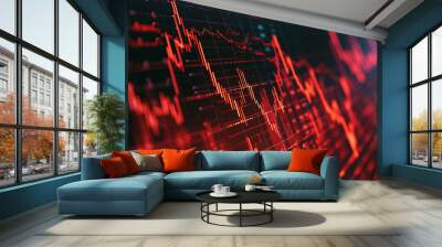 A stock chart that is going down is a visual representation of the decline in share prices. ai generated. Wall mural