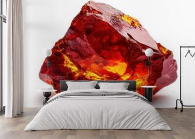 A stunning red amber stone showcasing unique textures and a glowing appearance, perfect for jewelry and natural decor. Wall mural