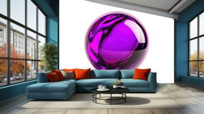 A vibrant purple glass sphere reflecting light, showcasing its smooth surface and captivating design, ideal for creative projects. Wall mural