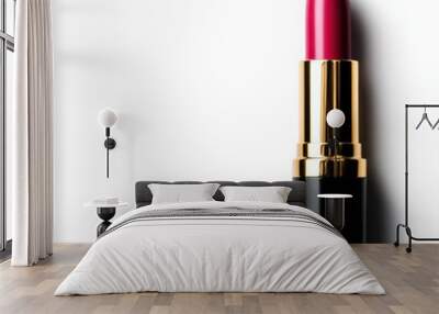 A vibrant red lipstick in a sleek tube, ideal for enhancing beauty and elegance in makeup applications. Wall mural