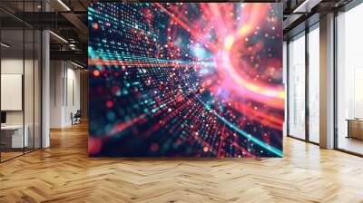 An abstract representation of digital transformation, where virtual data flows and AI elements converge to create a transformative user experience The image captures the essence of digital Wall mural