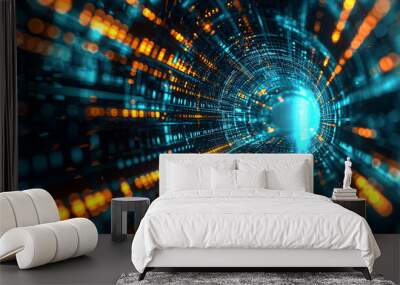 An ultra-futuristic tech abstract background is a visually appealing and thought-provoking image that evokes a sense of awe and wonder. Wall mural