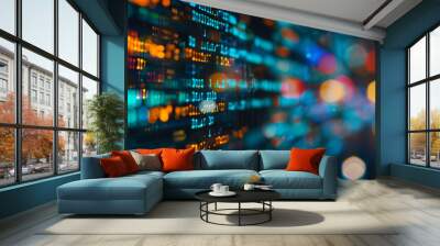 close-up shot of programming code blurred in bokeh style Wall mural