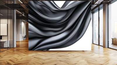 Elegant black silk fabric flowing gracefully, showcasing soft textures and smooth curves. Perfect for various creative projects. Wall mural