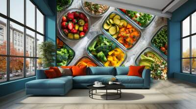 Healthy fitness meal prep with balanced nutrition Wall mural