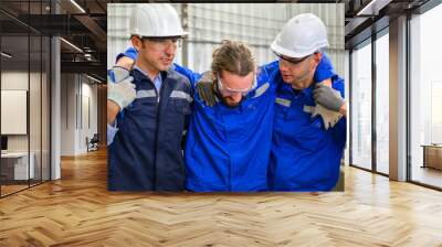 Industrial Accident. worker with accident from machine factory Wall mural