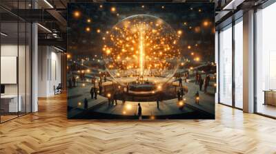 network of light bulbs, each symbolizing an innovative idea in digital marketing Wall mural