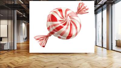 peppermint candy with red and white stripes. Wall mural