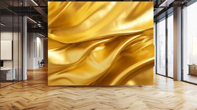 Shiny yellow leaf gold foil texture, a luxurious and elegant background, perfect for adding a touch of opulence to your designs. AI Generated. Wall mural