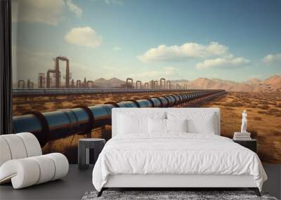 The natural gas transmission pipeline is a vital component of the energy infrastructure, facilitating the safe and efficient transport of natural gas from production sources to distribution points, en Wall mural